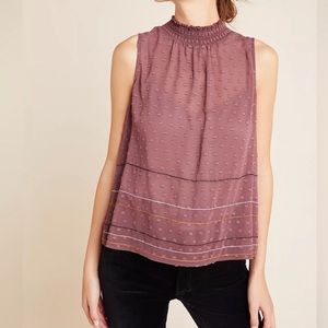 Anthropologie Sz M Embroidered Swiss Dot Blouse by Dolan EUC